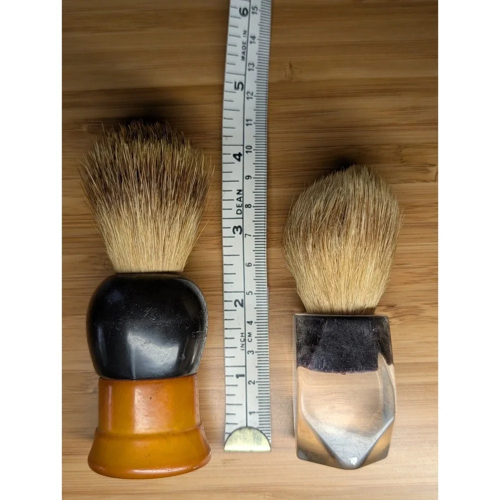 Vintage Shaving Set Brushes Every Ready Opal Badger w Bowls 925 Sterling Silver